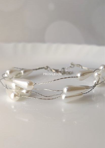 ZENITH DROP PEARLS WIRE WRAP BRACELET - Silver