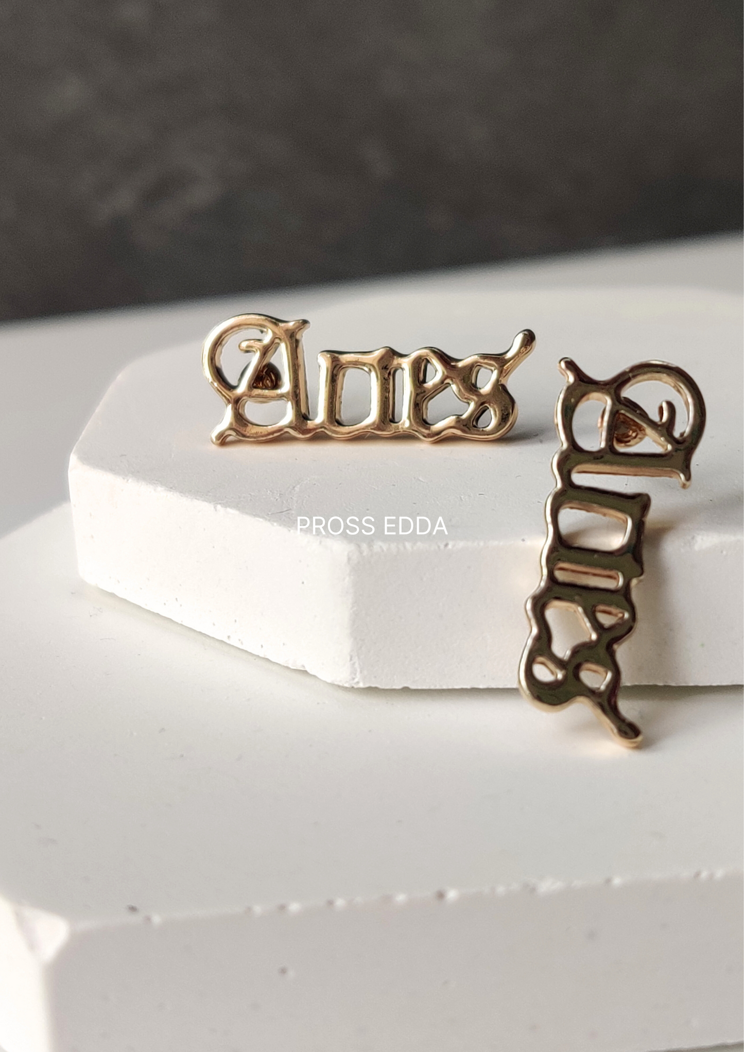 GOLDEN ZODIAC SIGNET STUDS EARRING