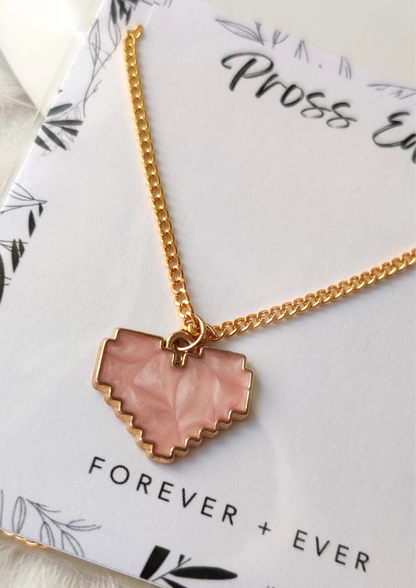 CHERISHED PINK HEART NECKLACE