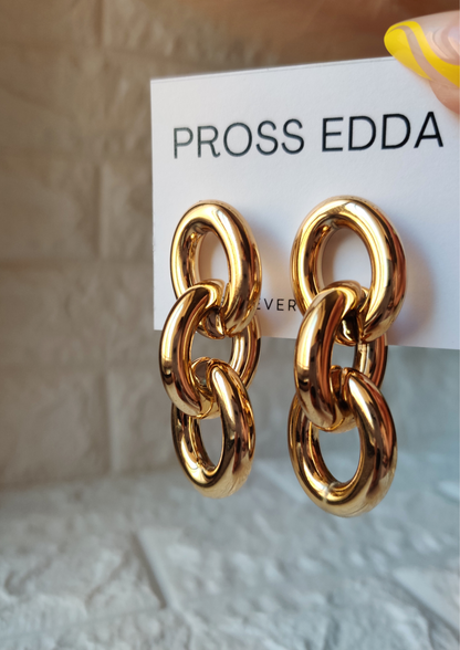 AIRY OVAL LINK EARRINGS - Golden