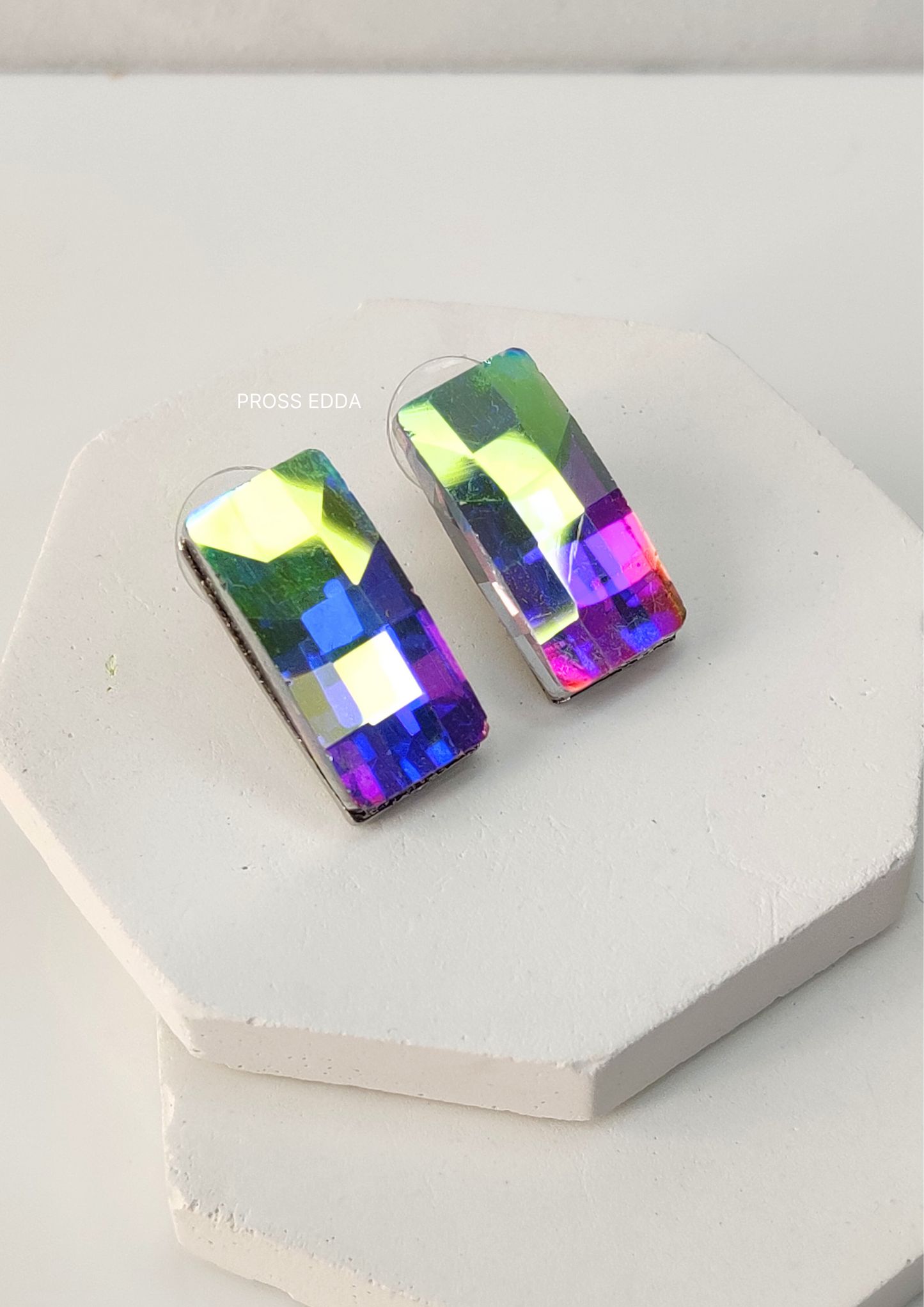 AURORA RECTANGLE CRYSTAL DROP EARRINGS