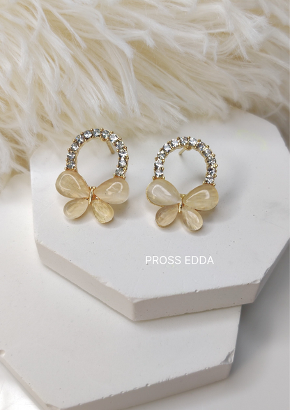 GOLDEN BUTTERFLY BLING  STUDS EARRING