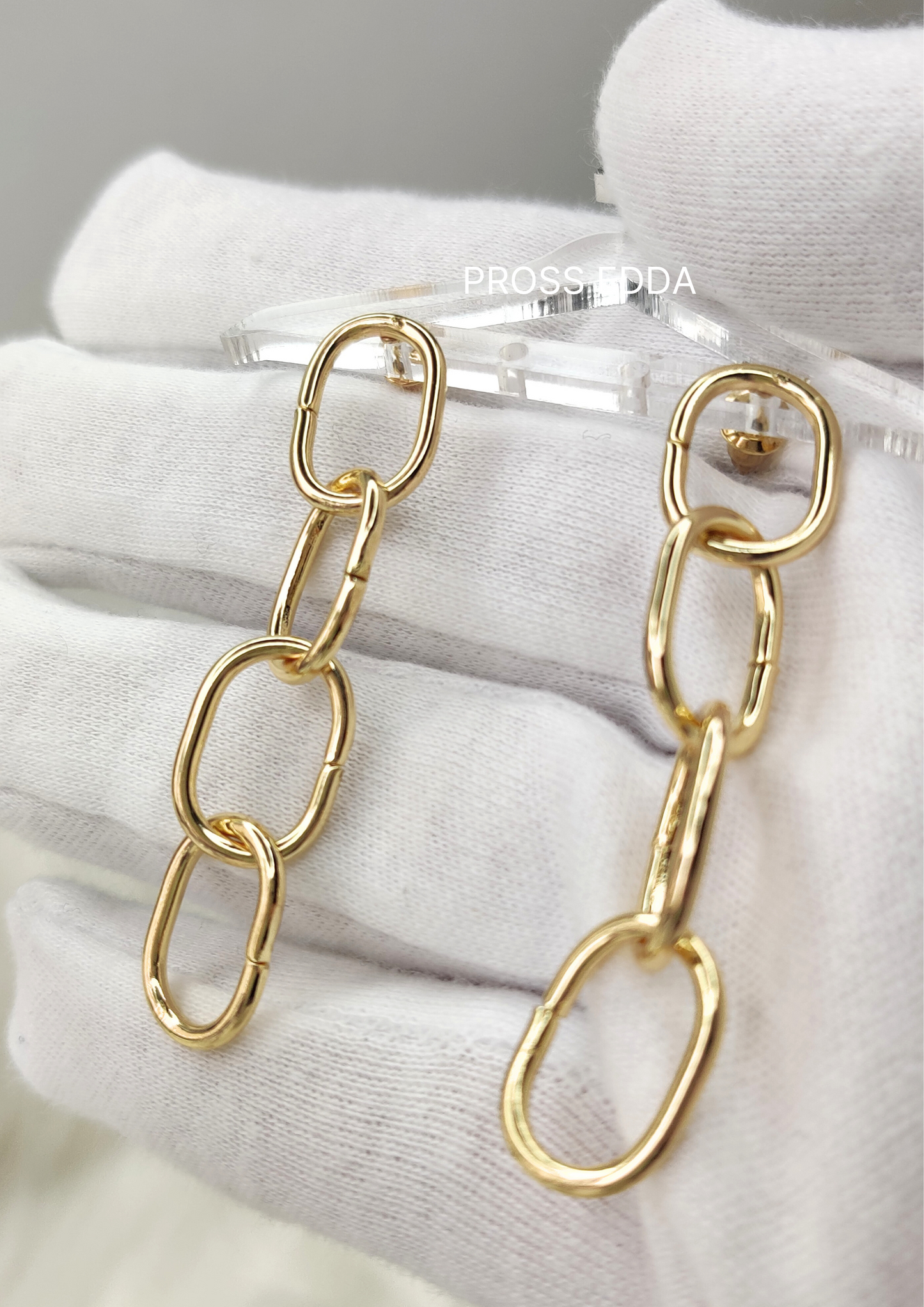 GOLDEN ELLIPSE CHAIN DROP EARRINGS