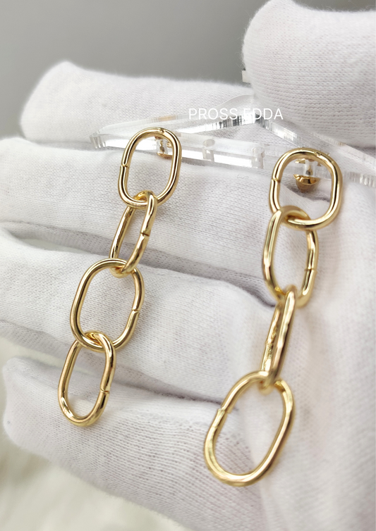 GOLDEN ELLIPSE CHAIN DROP EARRINGS