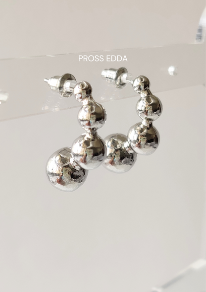 BOLD FILLED SPHERES  DROP EARRING - Silver