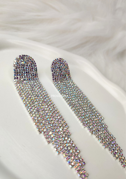 STARLIGHT CASCADE RHINESTONE DANGLERS EARRING - Rainbow