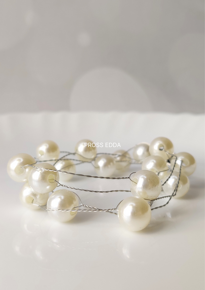 ZENITH ROUND PEARLS WIRE WRAP BRACELET - Silver