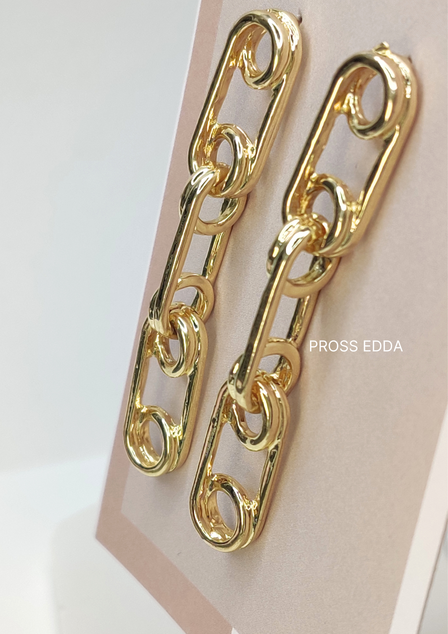 GOLDEN TRIPLE CONNECTION LINK EARRINGS