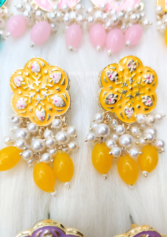 MEENAKARI FLORAL PEARL DROP EARRING