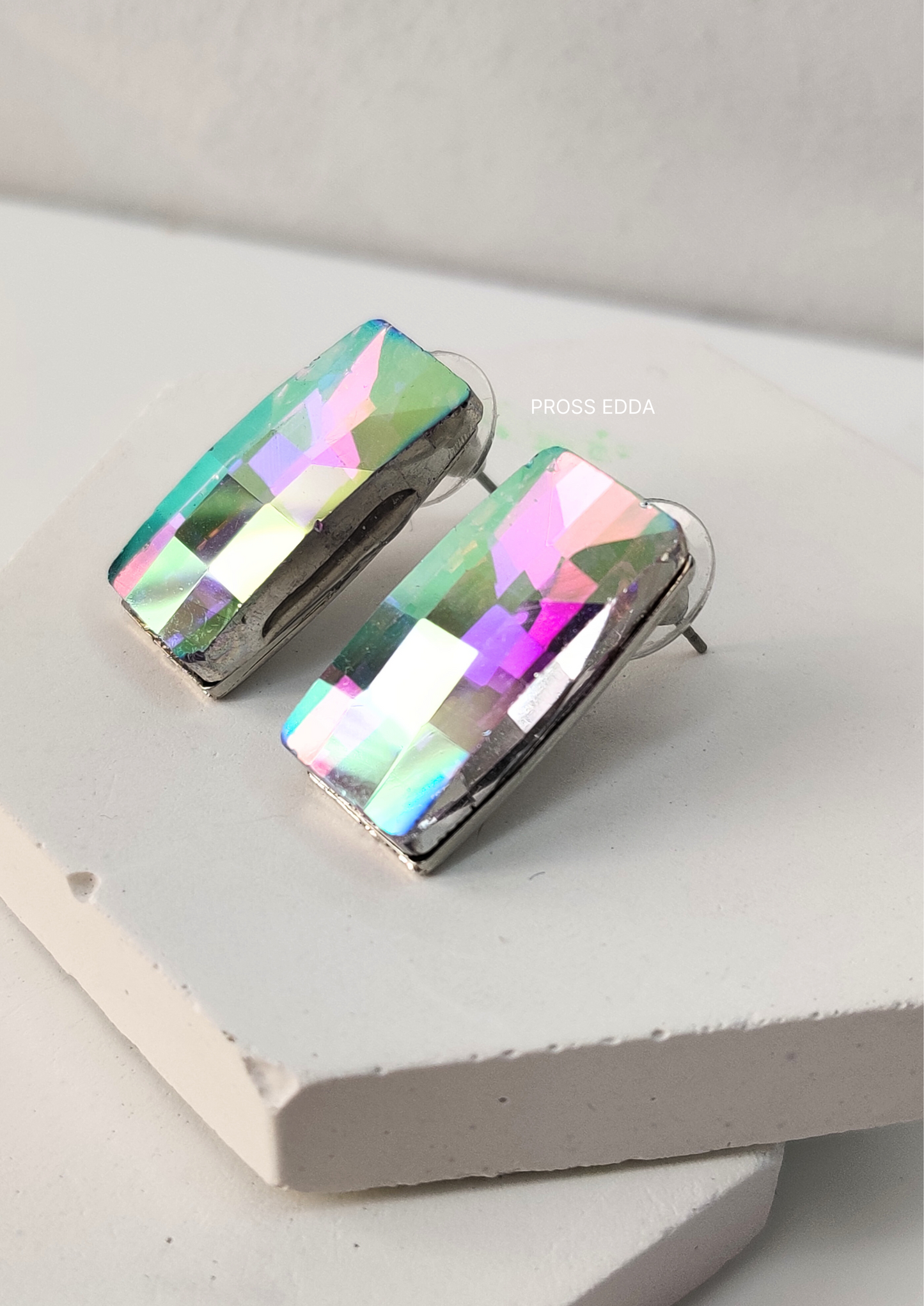 AURORA RECTANGLE CRYSTAL DROP EARRINGS