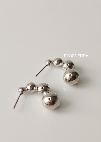 BOLD FILLED SPHERES  DROP EARRING - Silver