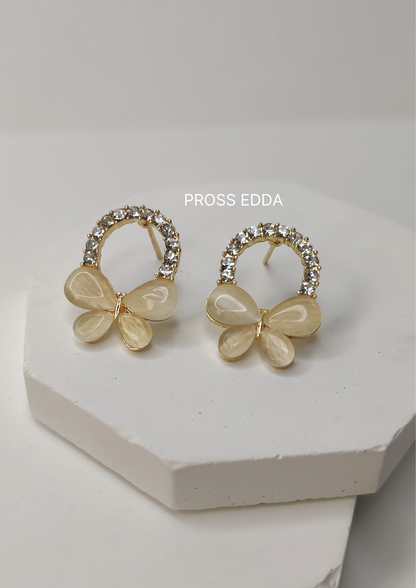 GOLDEN BUTTERFLY BLING  STUDS EARRING