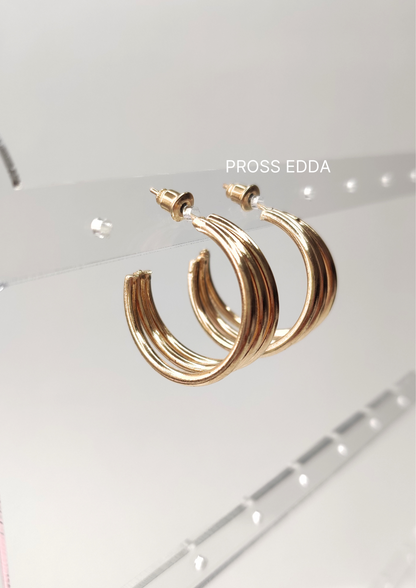 LUSTROUS TRIPLE LINE OPEN HOOP EARRING