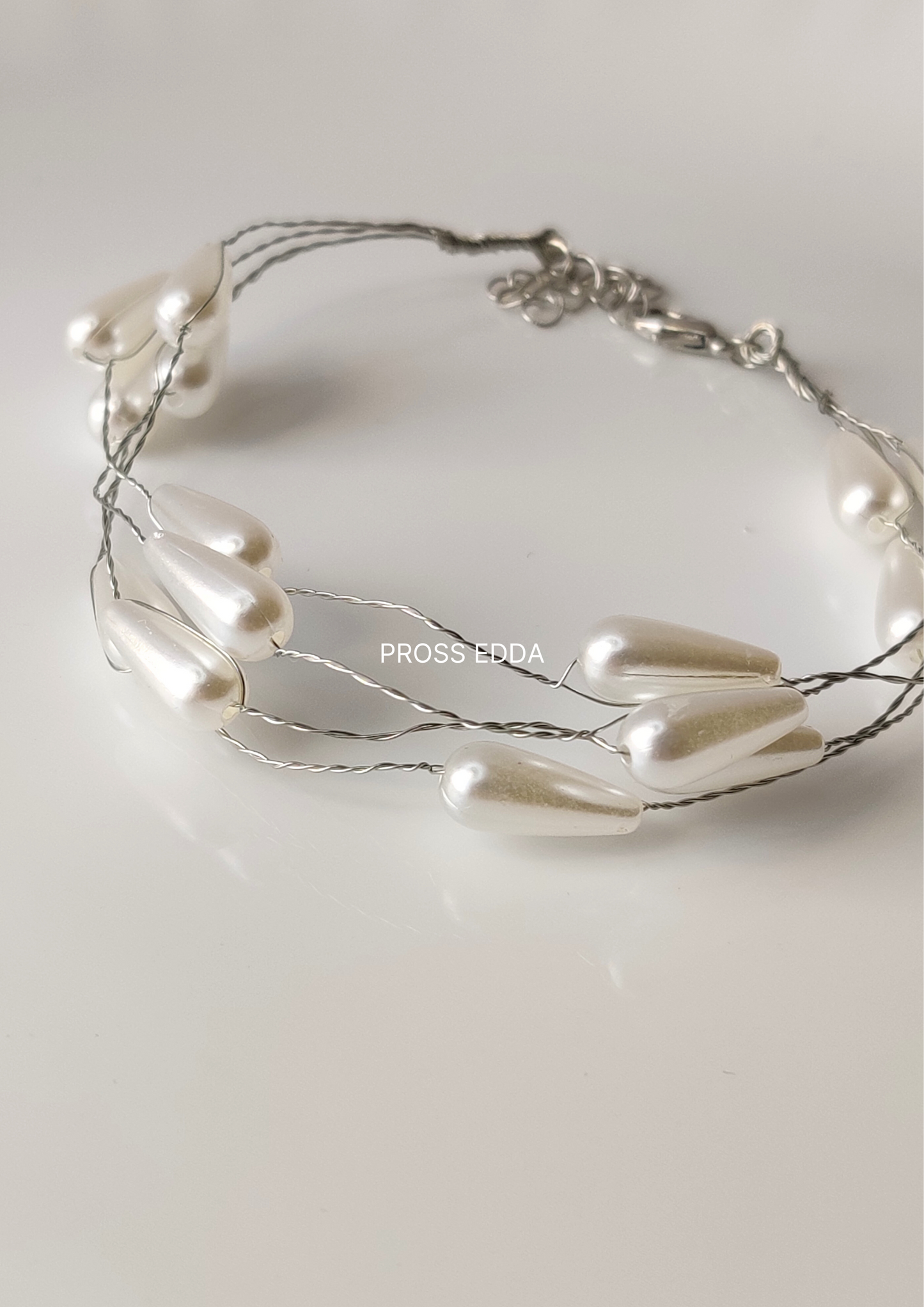 ZENITH DROP PEARLS WIRE WRAP BRACELET - Silver