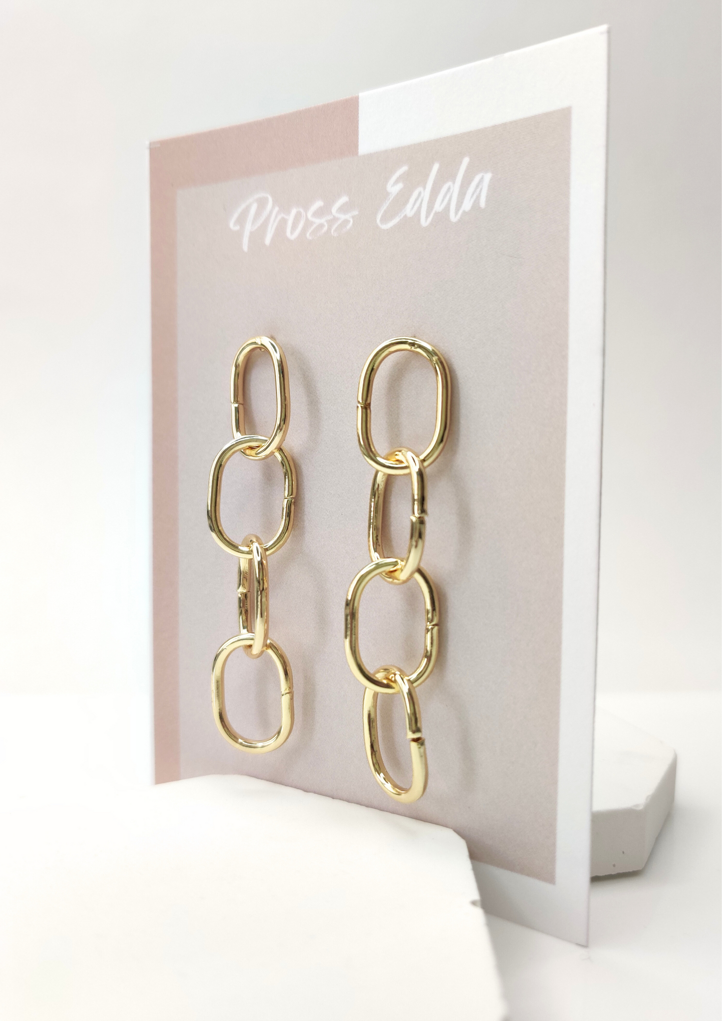 GOLDEN ELLIPSE CHAIN DROP EARRINGS