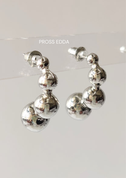 BOLD FILLED SPHERES  DROP EARRING - Silver