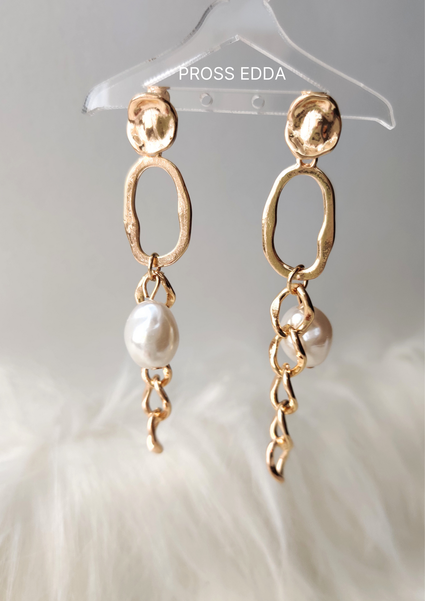 PEARLIZED CHAIN CHARMS GOLDEN DROP EARRING