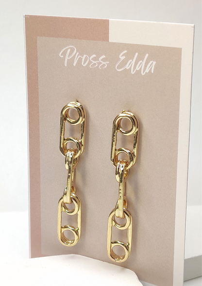 GOLDEN TRIPLE CONNECTION LINK EARRINGS