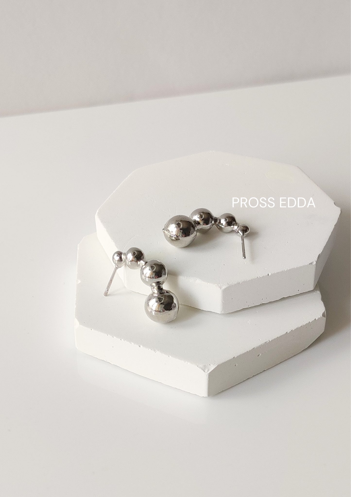 BOLD FILLED SPHERES  DROP EARRING - Silver