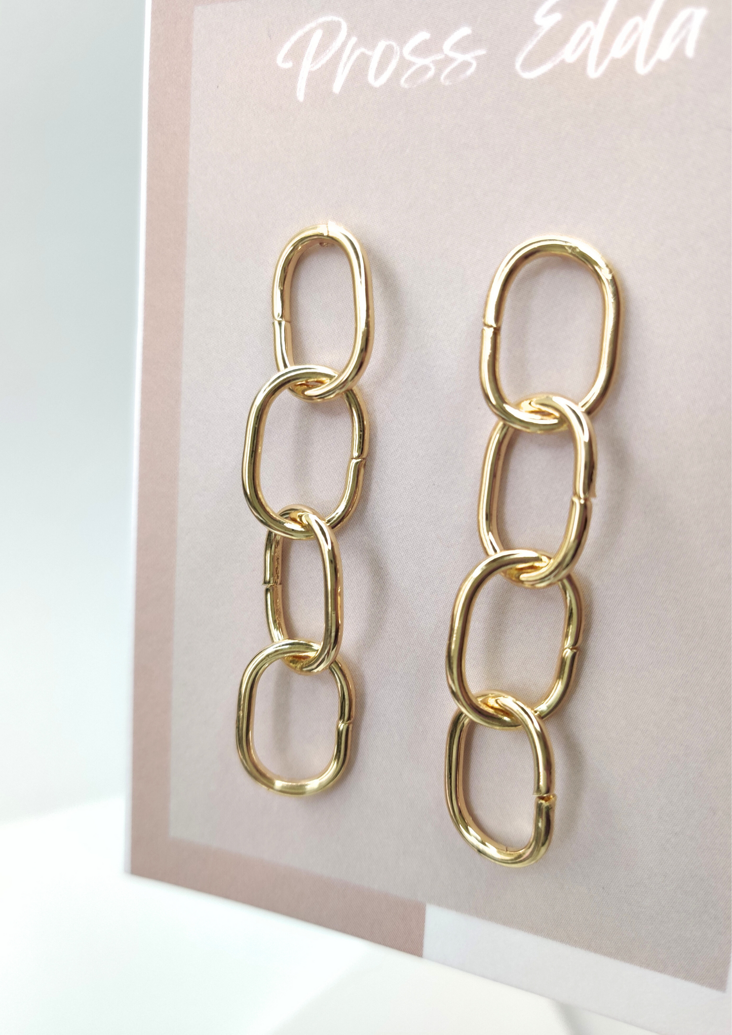 GOLDEN ELLIPSE CHAIN DROP EARRINGS