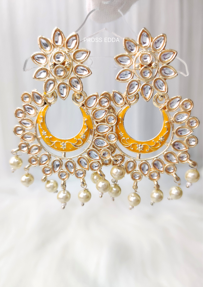 PEARLY KUNDAN MAJESTIC DROP EARRINGS