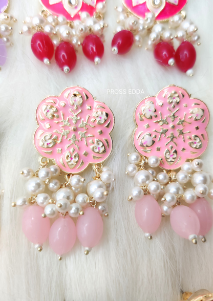 MEENAKARI FLORAL PEARL DROP EARRING