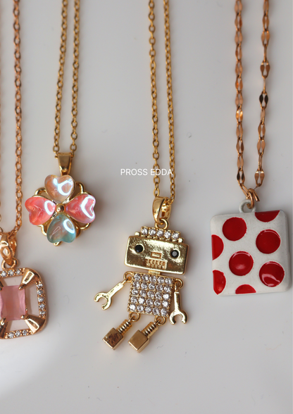 DOODLES GOLDEN CARTOON PENDANT NECKLACE