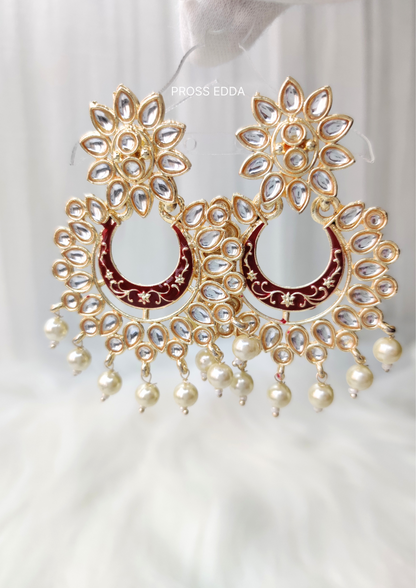 PEARLY KUNDAN MAJESTIC DROP EARRINGS