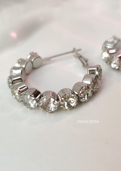 TWINKLING STARLIGHT CRYSTAL HOOP (Silver)