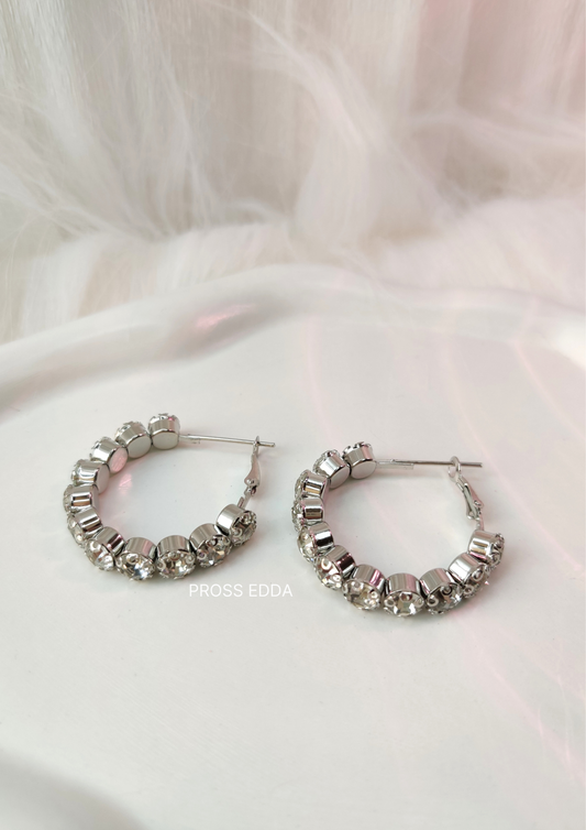 TWINKLING STARLIGHT CRYSTAL HOOP (Silver)