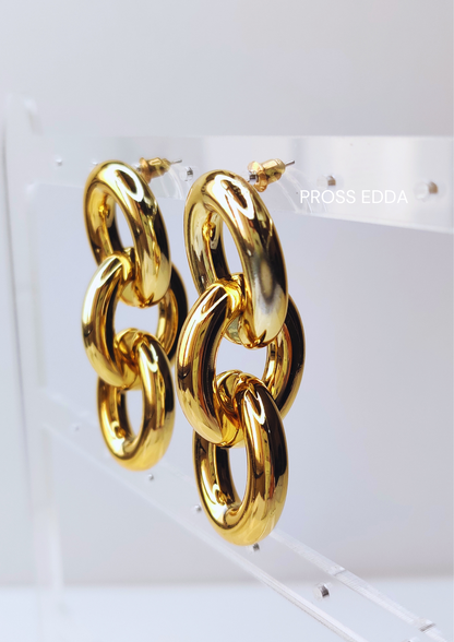 AIRY OVAL LINK EARRINGS - Golden