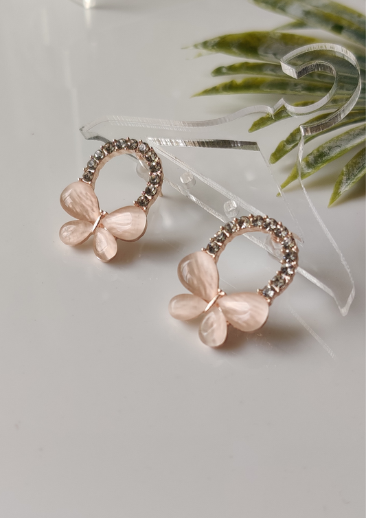 MINI BUTTERFLY STUDS EARRINGS - Pink