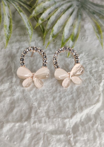 MINI BUTTERFLY STUDS EARRINGS - Pink