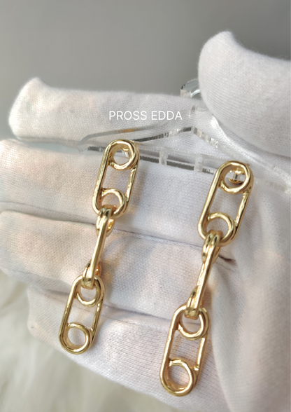 GOLDEN TRIPLE CONNECTION LINK EARRINGS